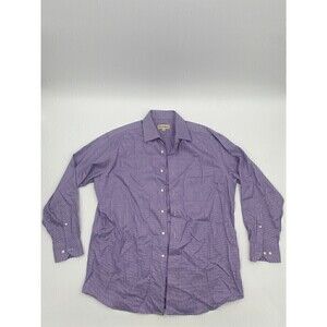 Tommy Bahama Plaid Long Sleeved Purple White Shirt Men Size 16